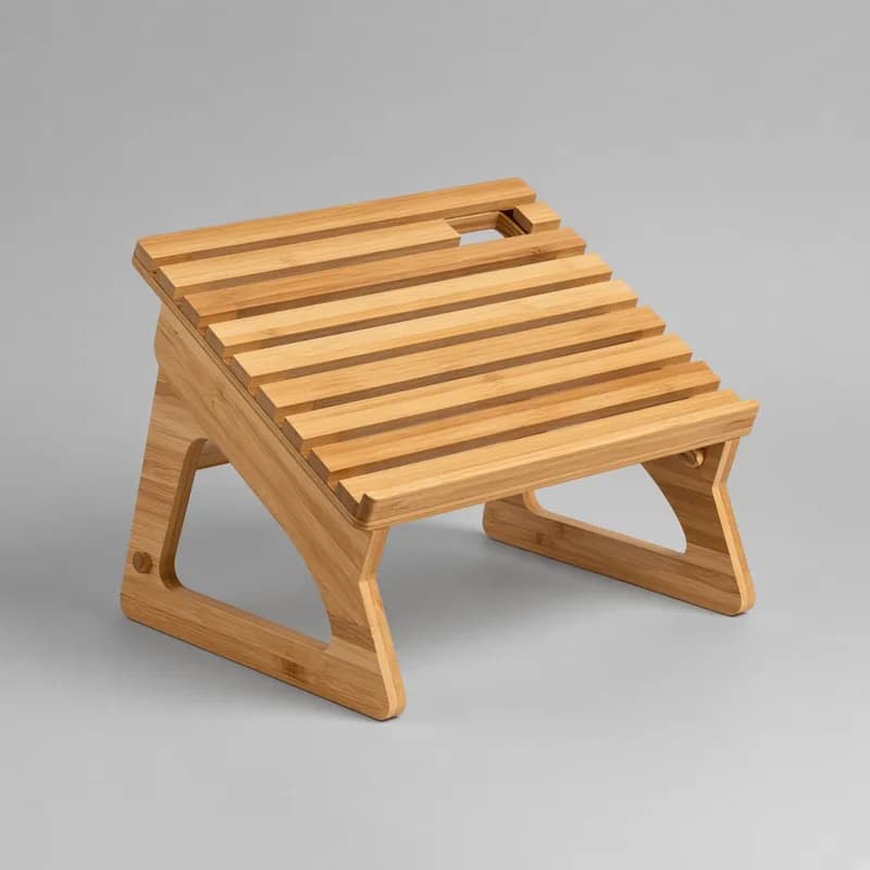 Reference photo of a bamboo laptop stand with an angled top