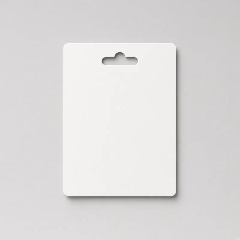 Reference photo of a blank hang card with a euro slot