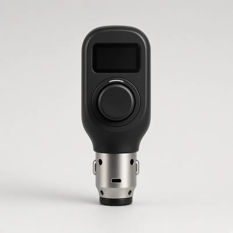 Reference photo of a car lighter-socket Bluetooth FM transmitter with a control knob