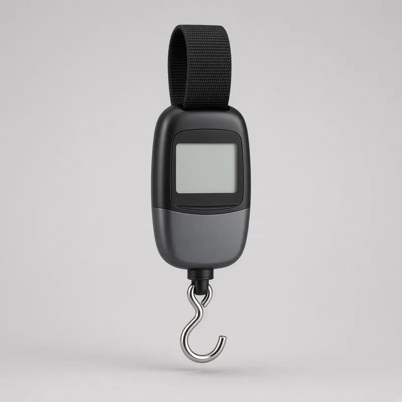 Reference photo of a handheld digital luggage scale with a strap