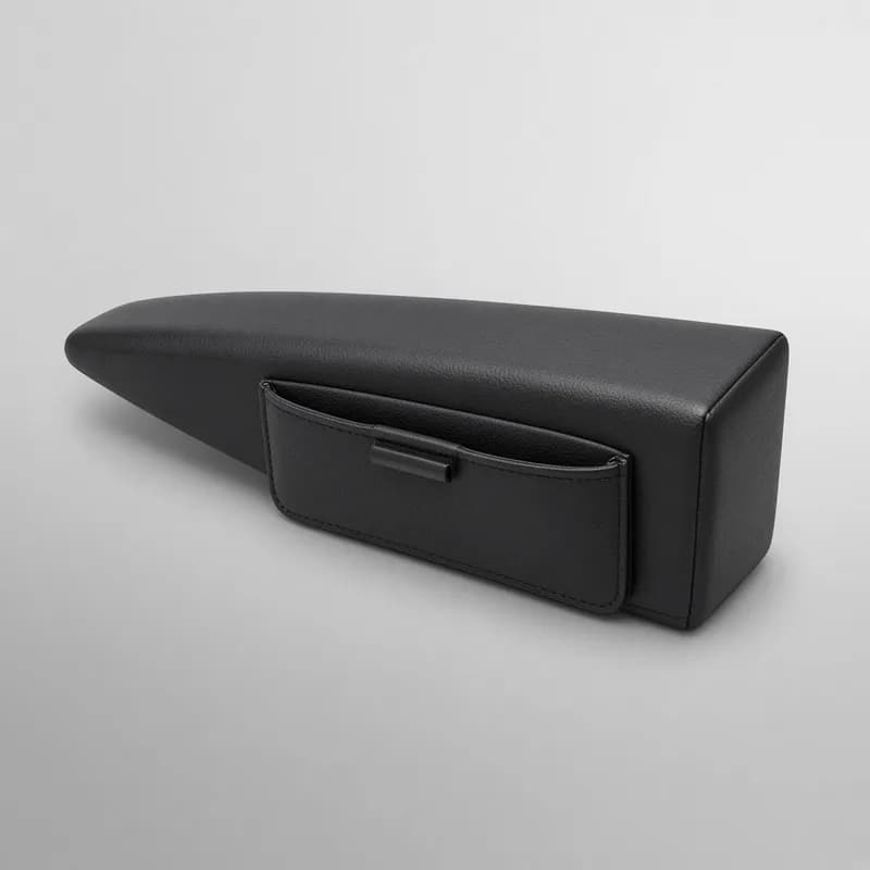 Reference photo of a car seat gap filler with a small storage pocket
