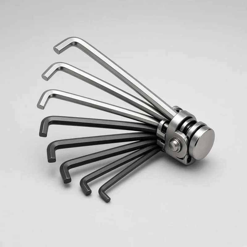 Reference photo of a folding hex key set opened in a fan