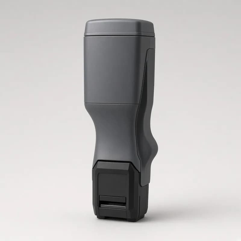 Reference photo of a handheld inkjet coder with a print head and no visible text