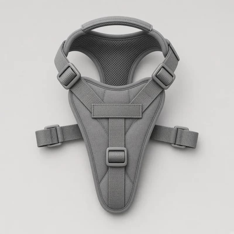 Reference photo of a gray padded dog harness