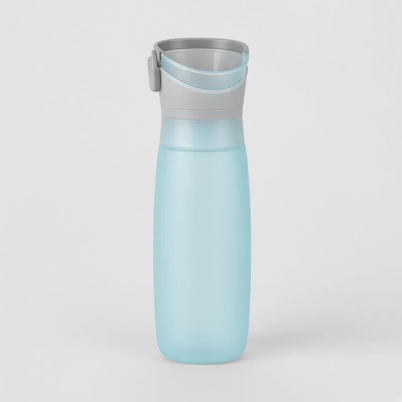 Reference photo of a portable pet water bottle with a fold-out bowl