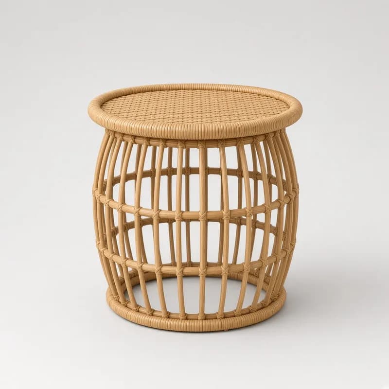 Reference photo of a round rattan side table
