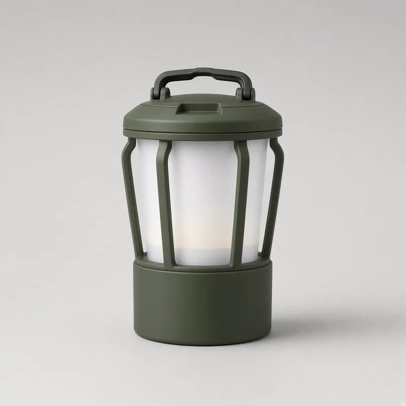 Reference photo of a compact rechargeable camping lantern