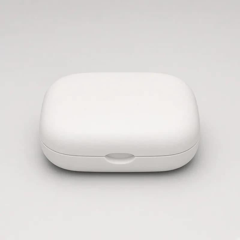 Reference photo of a small hinged retainer case