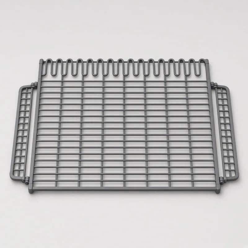 Reference photo of a roll-up over-sink dish drying rack in the open position