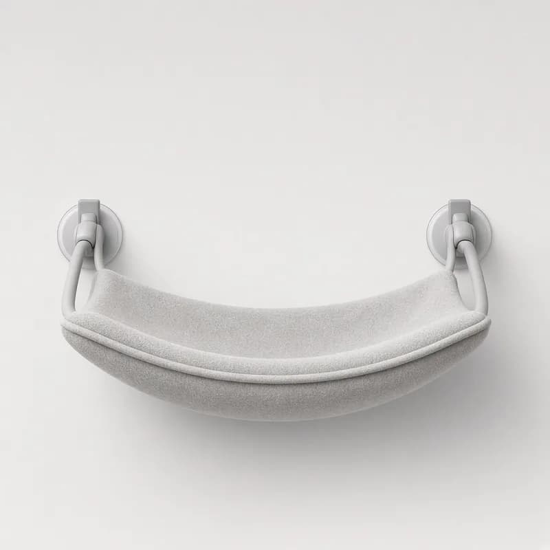 Reference photo of a cat window perch with suction cups