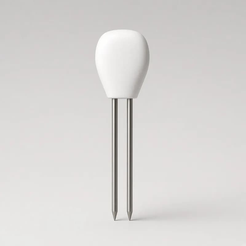 Reference photo of a soil moisture sensor with a probe and a small head